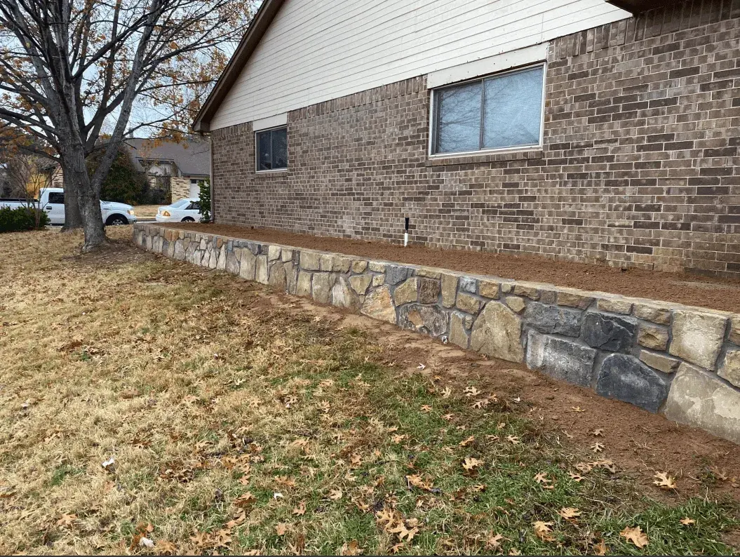 retaining-wall-bedford2 Replaced cross tie retaining wall in Bedford with Milsap stone