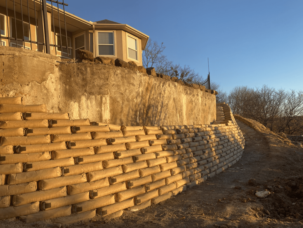 Dallas Concrete Bag Wall - DFW Retaining Walls and Pool Demo LLC.