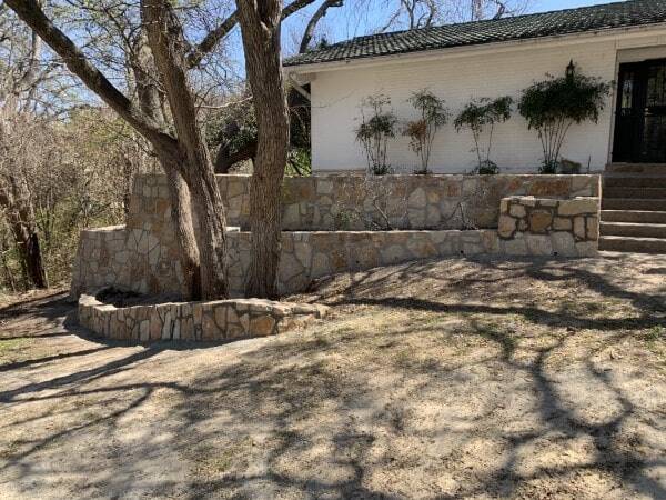 Replace cross tie retaining wall with milsap stone in carrollton texas