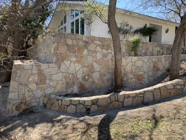 Replacement Cross Tie with Stone Retaining Wall Carrollton Texas