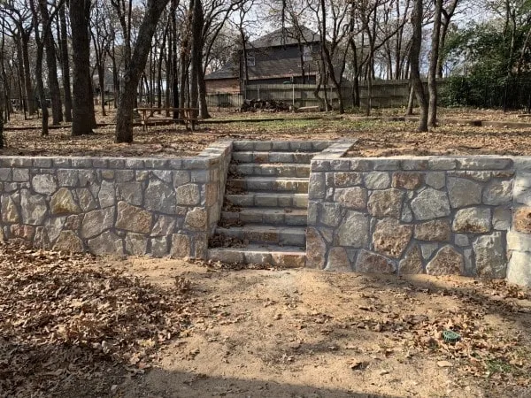 Replaced a wood retaining wall with a Millsap Stone in Burleson (1) Replaced a wood retaining wall with a Millsap Stone in Burleson (1)