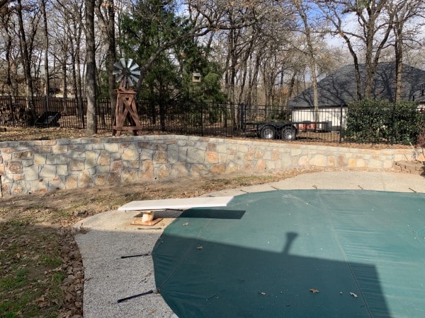 Replaced a wood retaining wall with a Millsap Stone in Burleson (2)