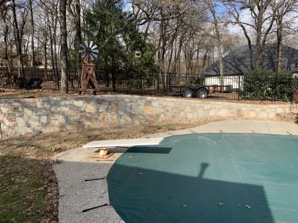 Replaced a wood retaining wall with a Millsap Stone in Burleson (2) Replaced a wood retaining wall with a Millsap Stone in Burleson (2)