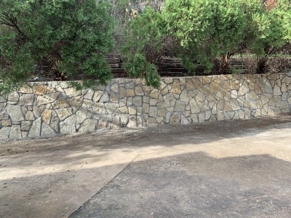 Replaced old crosstie wall with grandbury stone in Fort Worth (2)