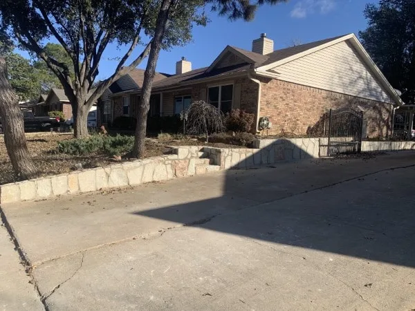 Replaced crosstie wall with milsap stone in Euless 2 Replaced crosstie wall with milsap stone in Euless 2