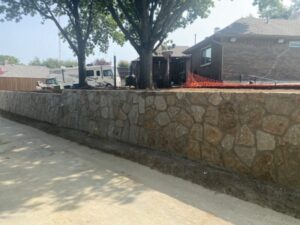 Crosstie Retaining Wall Replacement in Carrollton with Milsap Stone