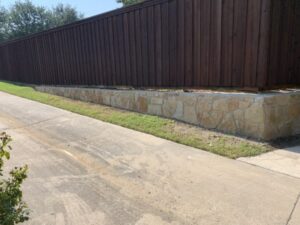 Failing Stone Wall Replacement with Fence in McKinney-min