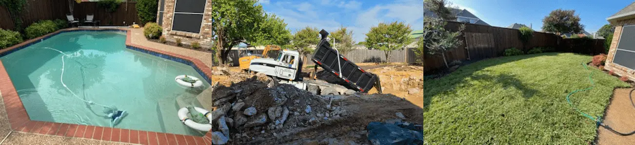 Engineered fill backfilled where a pool was removed in Dallas, TX