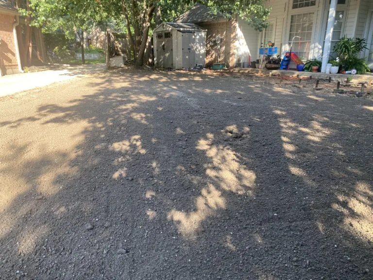Backfilled and graded residential backyard after complete pool removal in Keller TX, left level and ready for new use