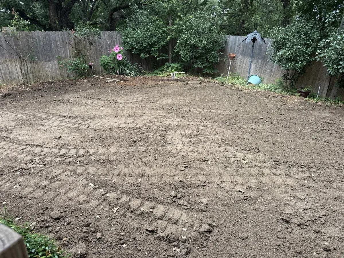 Former pool site in Bedford, TX backfilled and compacted by DFW Retaining Walls and Pool Demo